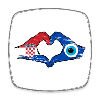 Croatia Nazar flag hands heart shape used - Square fridge magnet - white - Front