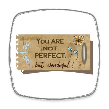 Not perfect, but wonderful - Square fridge magnet - white - Front