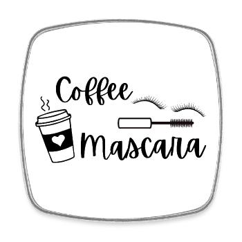 Cadeau drôle de beauté pour amoureux du café et du mascara - Magnet carré - blanc - Devant