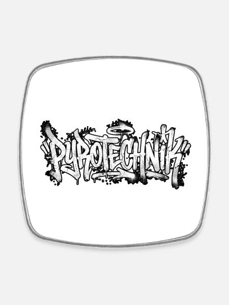 Pyrotechnik Graffiti - Viereckiger Kühlschrankmagnet - Weiß