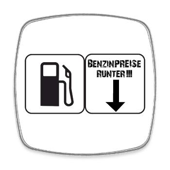 Benzinpreise runter!!! Buttonform - Viereckiger Kühlschrankmagnet - Weiß - Vorne