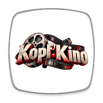 Kopf Kino Filmlogo mit Reel - Viereckiger Kühlschrankmagnet - Weiß - Vorne