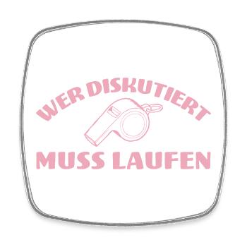 Fußballtrainerin Wer diskutiert muss laufen - Viereckiger Kühlschrankmagnet - Weiß - Vorne