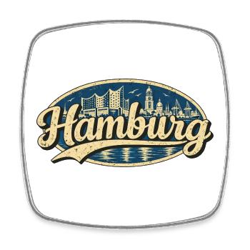 Hamburg Vintage Stadtmotiv - Viereckiger Kühlschrankmagnet - Weiß - Vorne