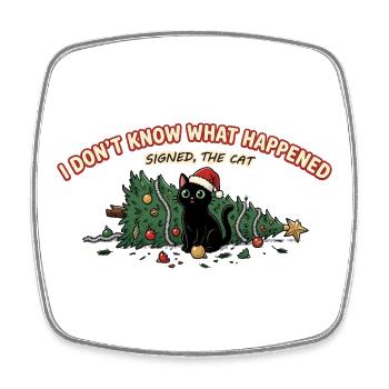Weihnachtskatze Baum umgeworfen Lustiger Spruch - Viereckiger Kühlschrankmagnet - Weiß - Vorne