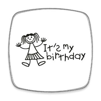 Es ist mein Geburtstag - Mädchen - Viereckiger Kühlschrankmagnet - Weiß - Vorne