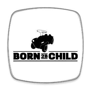 Born 2B Child - Bobbycar - Viereckiger Kühlschrankmagnet - Weiß - Vorne