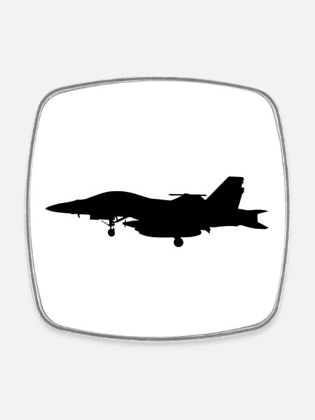 Avion de Chasse - Magnet carré - blanc