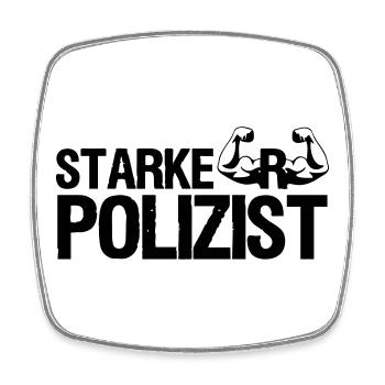 Starker Polizist, Polizei, Sprüche, Geschenk - Viereckiger Kühlschrankmagnet - Weiß - Vorne