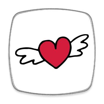 cadeau d'amour coeur volant - Magnet carré - blanc - Devant