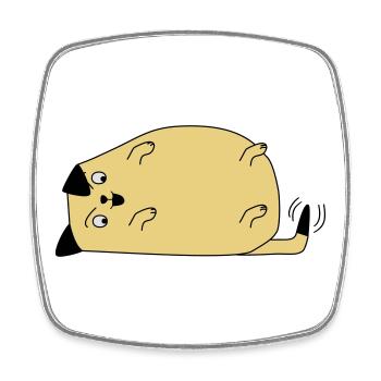 Dog looks on his tail - Square fridge magnet - white - Front