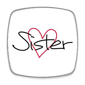 Soeur coeur cadeau soeur coeur - Magnet carré - blanc - Devant