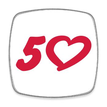 50. Geburtstag - Viereckiger Kühlschrankmagnet - Weiß - Vorne
