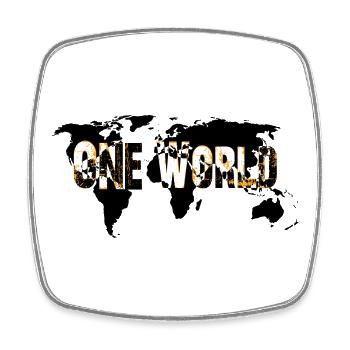 One World - Orange - Viereckiger Kühlschrankmagnet - Weiß - Vorne