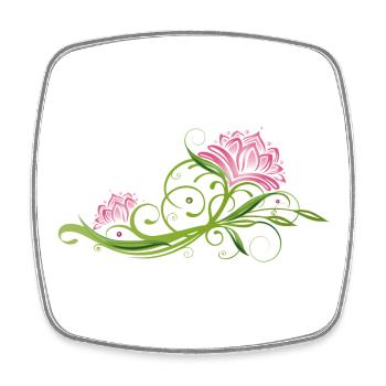 Lotusblüte, Blume, Ranke und Blätter. Lotus. - Viereckiger Kühlschrankmagnet - Weiß - Vorne