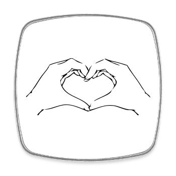 hearthands BFF Freunde Herz Hände Liebe Symbol - Viereckiger Kühlschrankmagnet - Weiß - Vorne