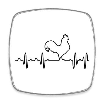 Rooster chicken farm hen heartbeat gift - Square fridge magnet - white - Front