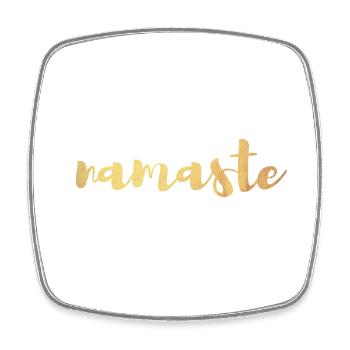 Namaste Yoga Gold Meditation Shirt Handwriting om - Square fridge magnet - white - Front