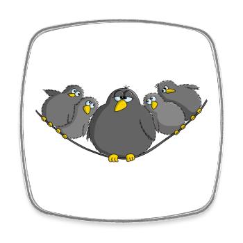 Vogel fett und witzig - Viereckiger Kühlschrankmagnet - Weiß - Vorne