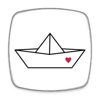 Boot Papier Schiff Herz I Hafen Liebe Geschenk - Viereckiger Kühlschrankmagnet - Weiß - Vorne
