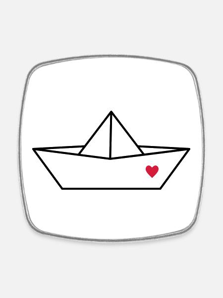 Boat paper ship heart I harbor love gift - Square fridge magnet - white