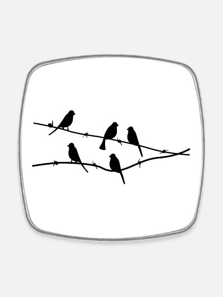 birds Vögel - Viereckiger Kühlschrankmagnet - Weiß