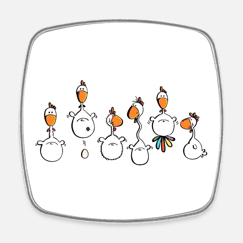 Crazy Chickens - poule - poluets - coq - Magnet carré - blanc