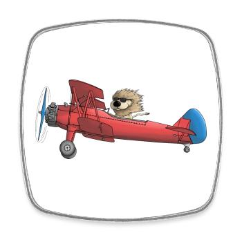 Lion mignon dans l'avion - Magnet carré - blanc - Devant