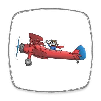 Flugzeug Kinder - Viereckiger Kühlschrankmagnet - Weiß - Vorne