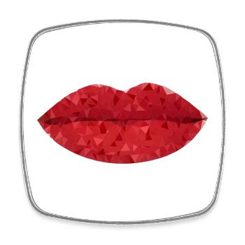 Lèvres Géométriques Rouge Intense - Magnet carré - blanc - Devant
