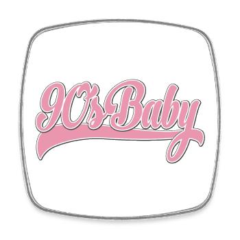 90s Baby Pink Retro Script - Viereckiger Kühlschrankmagnet - Weiß - Vorne