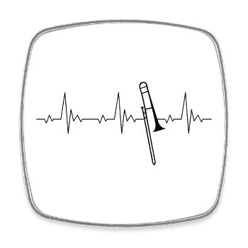 Impulsion de fréquence cardiaque de trombone EKG - Magnet carré - blanc - Devant