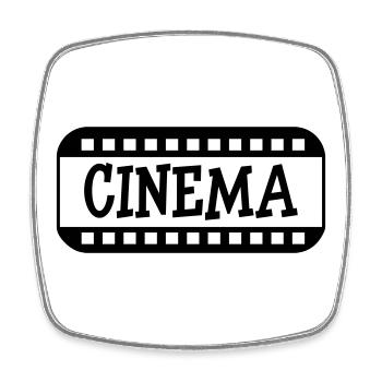 Cinema - Square fridge magnet - white - Front