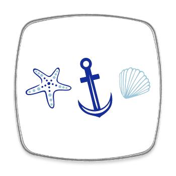 Anker mit Seestern und Muschel. - Viereckiger Kühlschrankmagnet - Weiß - Vorne