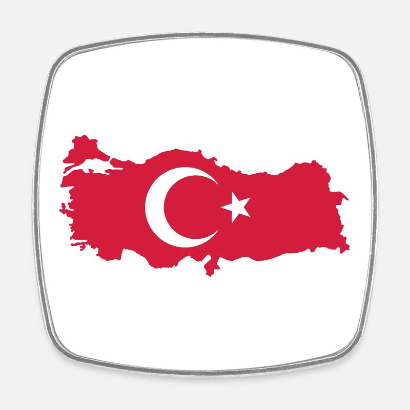 Carte de la Turquie Drapeau - Magnet carré - blanc