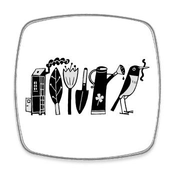 jardinier t-shirt - Magnet carré - blanc - Devant