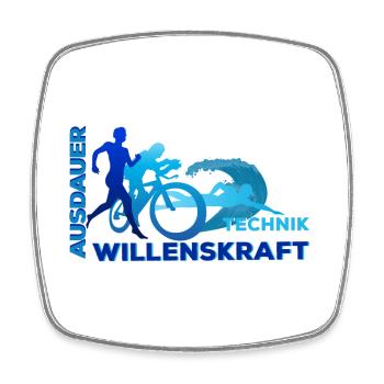 Triathlon - Ausdauer - Technik - Willenskraft - Viereckiger Kühlschrankmagnet - Weiß - Vorne