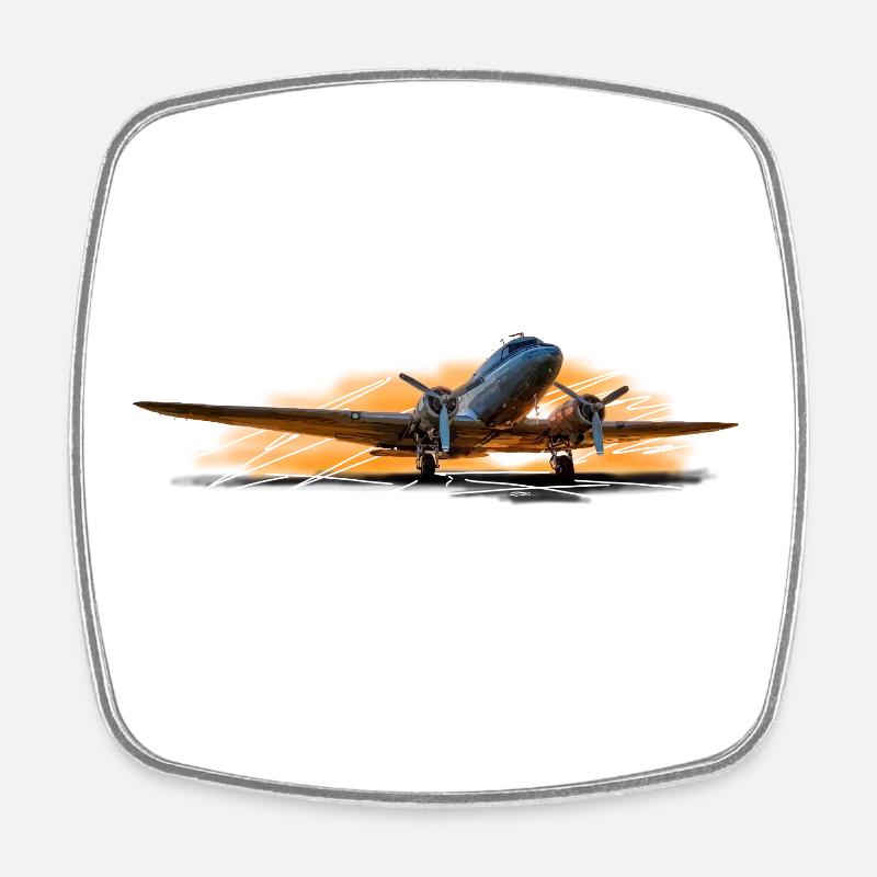 DC-3 - Magnet carré - blanc