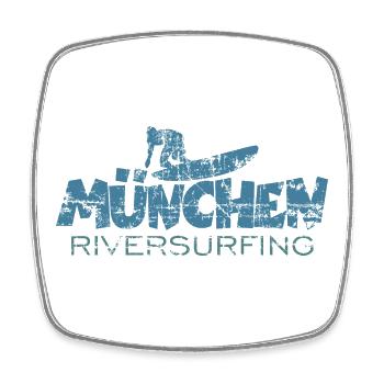 München Riversurfing (Vintage/Blau) - Viereckiger Kühlschrankmagnet - Weiß - Vorne