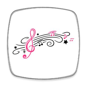 Music, clef with stars and music notes - Square fridge magnet - white - Front