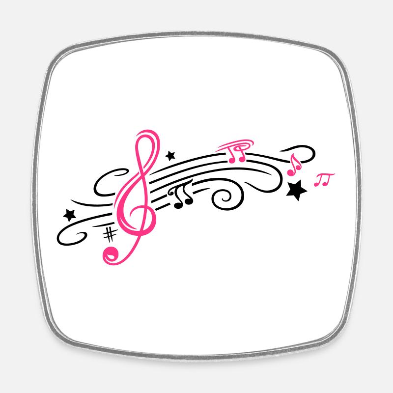 Music, clef with stars and music notes - Square fridge magnet - white