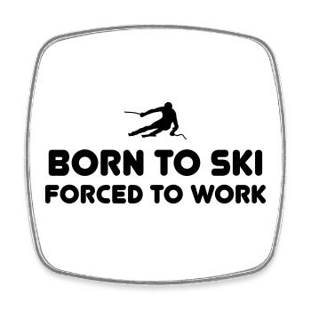 Born to Ski - Viereckiger Kühlschrankmagnet - Weiß - Vorne