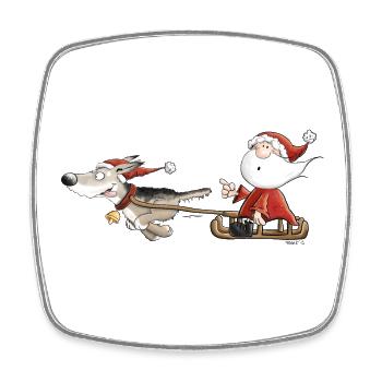 Santa Claus with dog sledges I Christmas - Square fridge magnet - white - Front