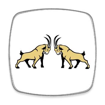 Steinbock Beige Doppelbull Symmetrie - Viereckiger Kühlschrankmagnet - Weiß - Vorne