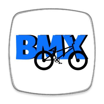 T-shirt BMX Freestyle – Roulez avec style - Magnet carré - blanc - Devant