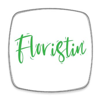Floristin Design – Eleganter Schriftzug - Viereckiger Kühlschrankmagnet - Weiß - Vorne