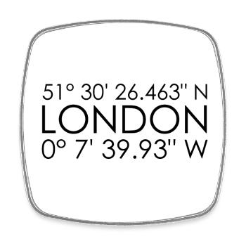 London coordinates - Square fridge magnet - white - Front