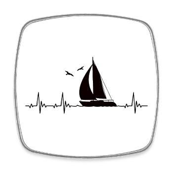 Segeln Segelschiff Heartbeat Segelfan Herzschlag - Viereckiger Kühlschrankmagnet - Weiß - Vorne