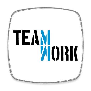 Blau Teamwork Schatten gespiegelt Logo Design Crew - Viereckiger Kühlschrankmagnet - Weiß - Vorne