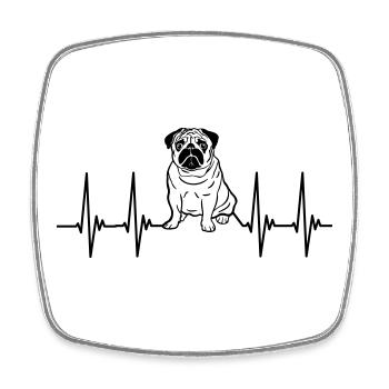 Carlin d'électrocardiogramme, rythme cardiaque, chien cool, pouls, carlin de chien - Magnet carré - blanc - Devant